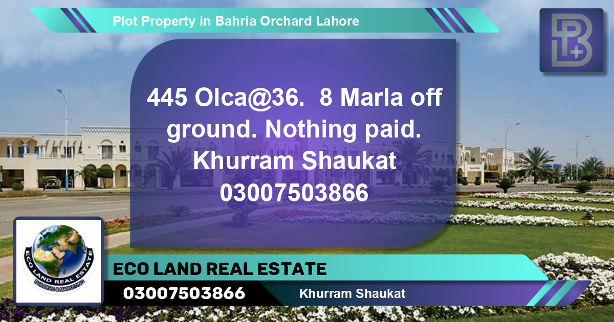 Residential Plot for Sale in Bahria Orchard, Lahore - (BP-62582)