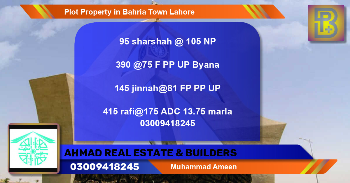 Residential Plot for Sale in Bahria Town, Lahore - (BP-62583)