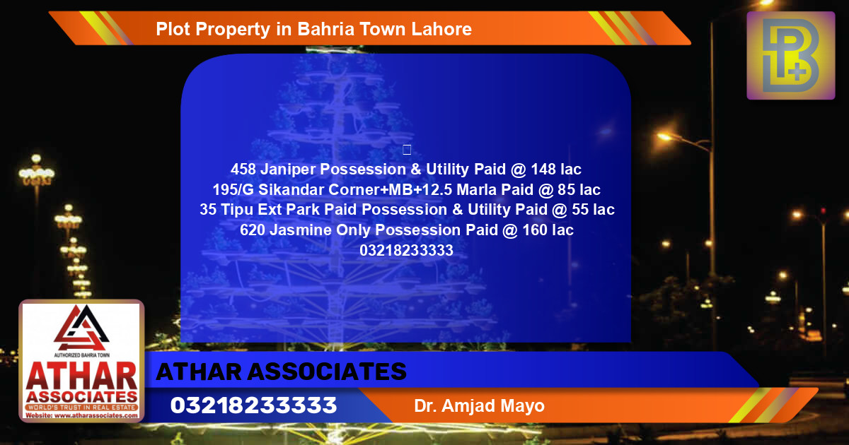 Residential Plot for Sale in Bahria Town, Lahore - (BP-62605)