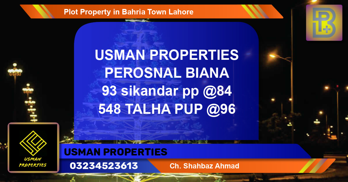 Residential Plot for Sale in Bahria Town, Lahore - (BP-62609)