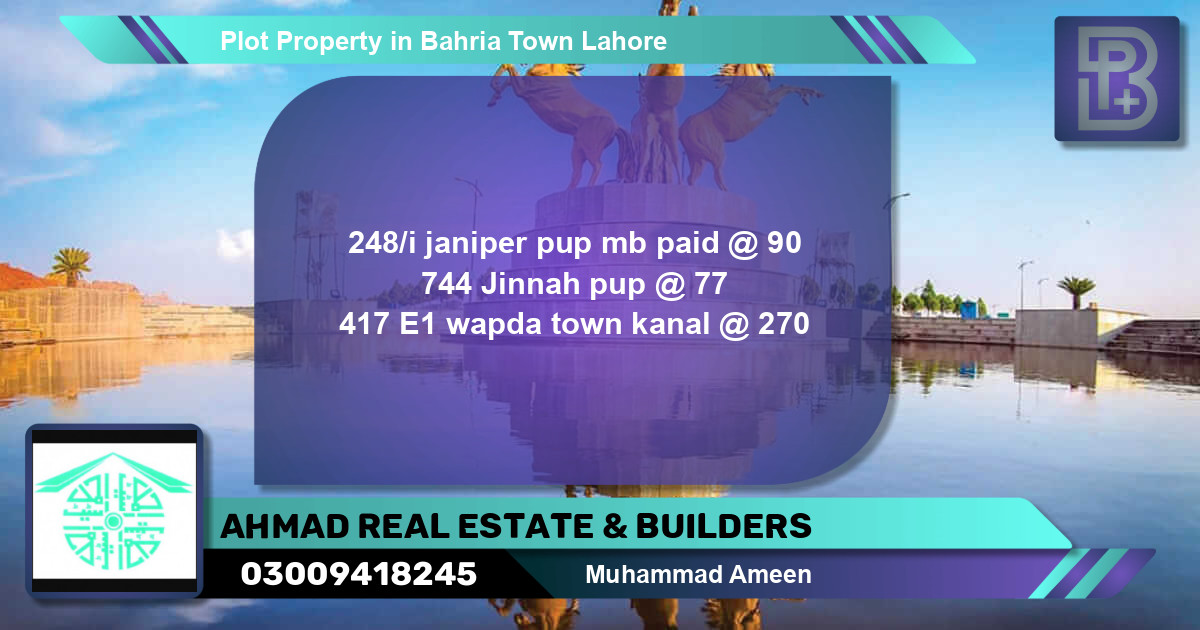 Residential Plot for Sale in Bahria Town, Lahore - (BP-62615)