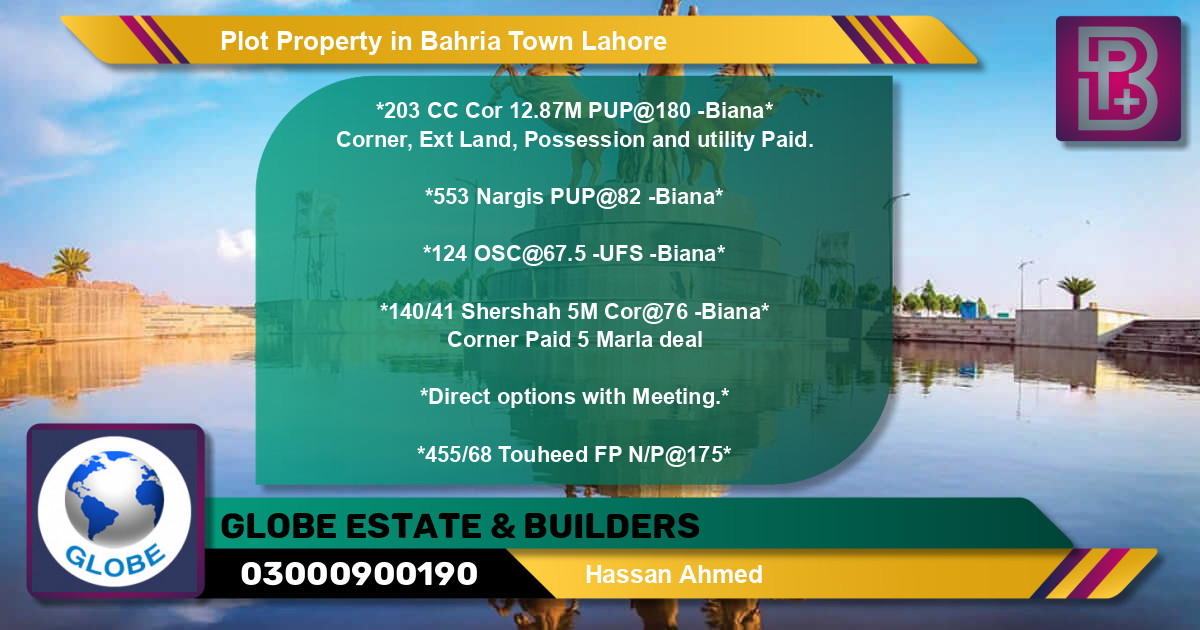 Residential Plot for Sale in Bahria Town, Lahore - (BP-62616)
