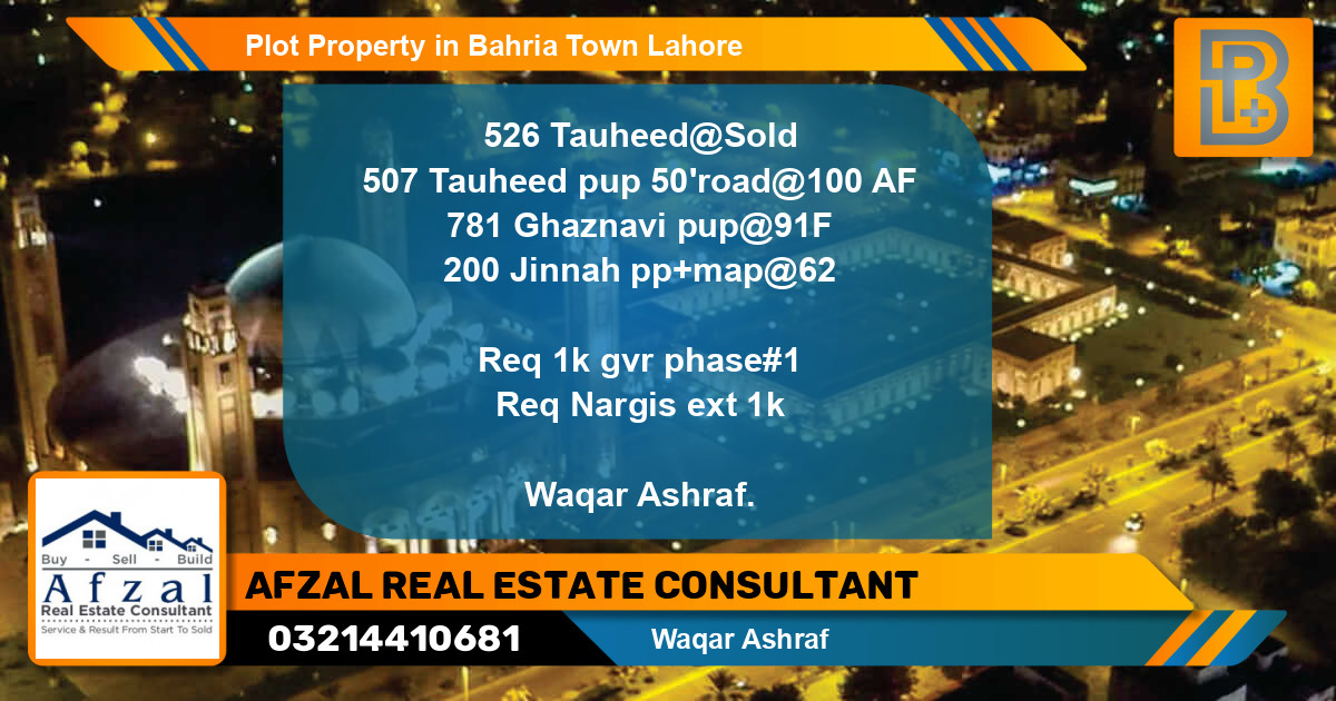 Residential Plot for Sale in Bahria Town, Lahore - (BP-62629)
