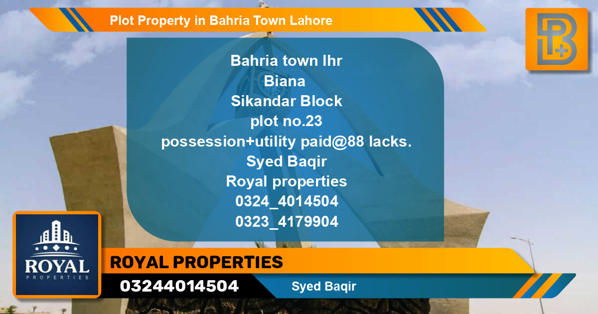 Residential Plot for Sale in Bahria Town, Lahore - (BP-62653)