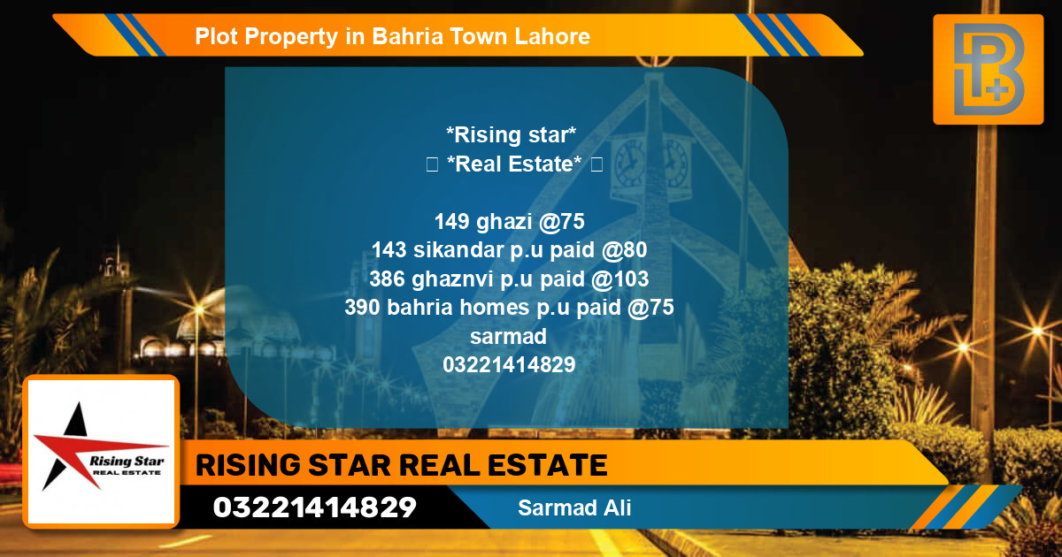 Residential Plot for Sale in Bahria Town, Lahore - (BP-62688)