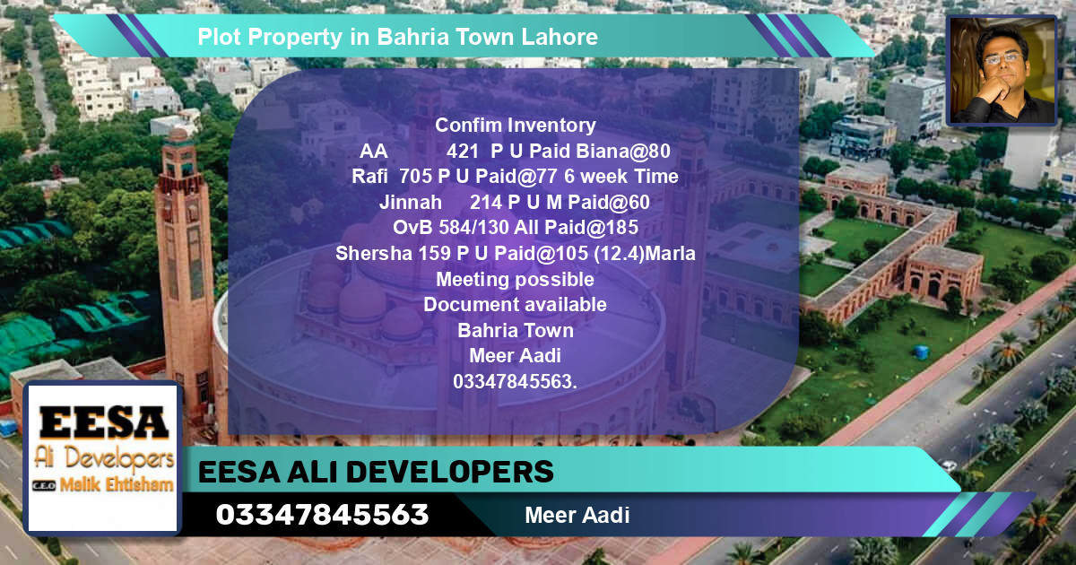 Residential Plot for Sale in Bahria Town, Lahore - (BP-62697)