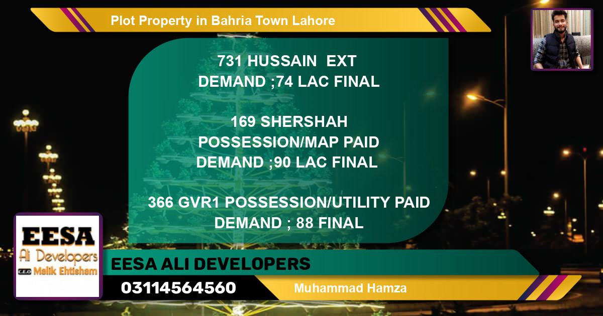 Residential Plot for Sale in Bahria Town, Lahore - (BP-62698)