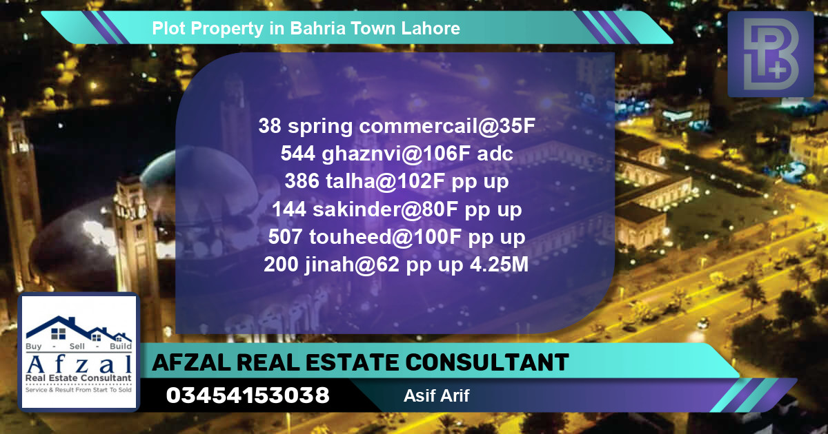Residential Plot for Sale in Bahria Town, Lahore - (BP-62703)