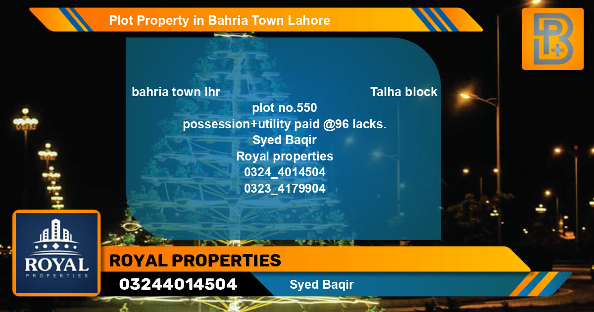 Residential Plot for Sale in Bahria Town, Lahore - (BP-62738)