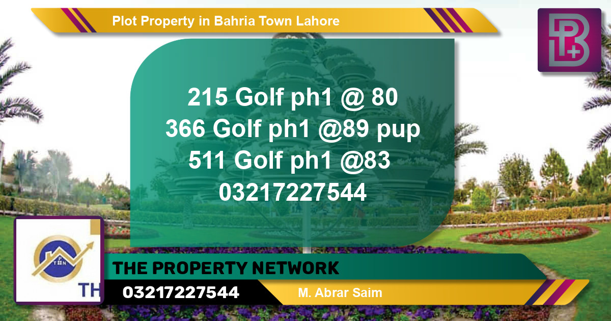 Residential Plot for Sale in Bahria Town, Lahore - (BP-62747)