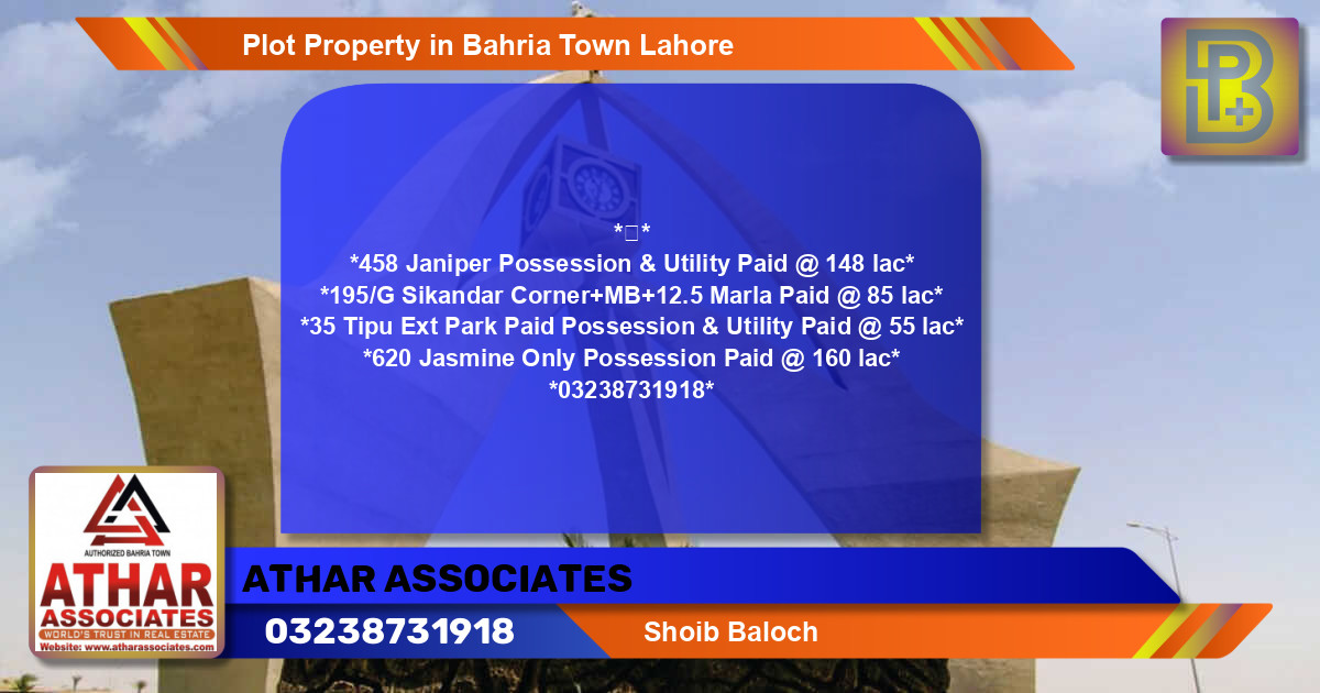 Residential Plot for Sale in Bahria Town, Lahore - (BP-62749)