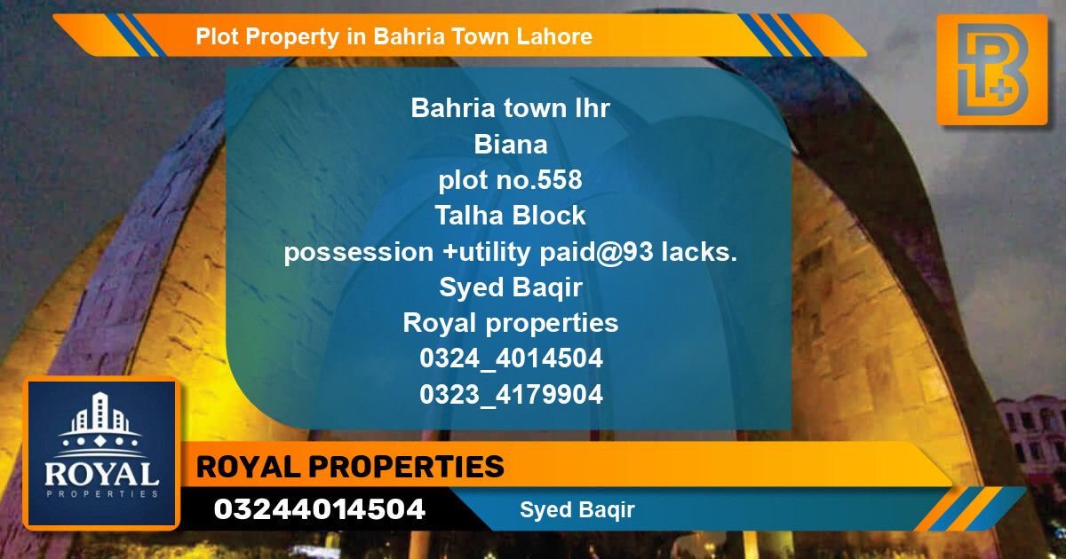 Residential Plot for Sale in Bahria Town, Lahore - (BP-62806)