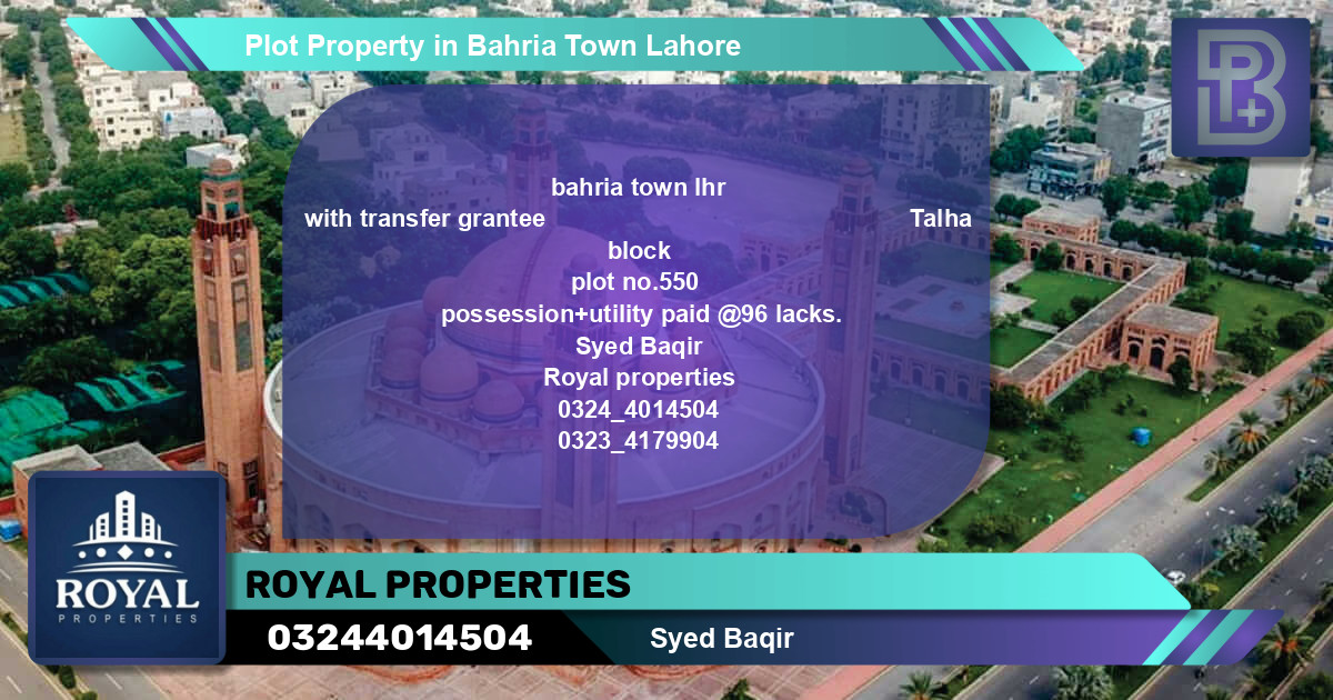 Residential Plot for Sale in Bahria Town, Lahore - (BP-62807)