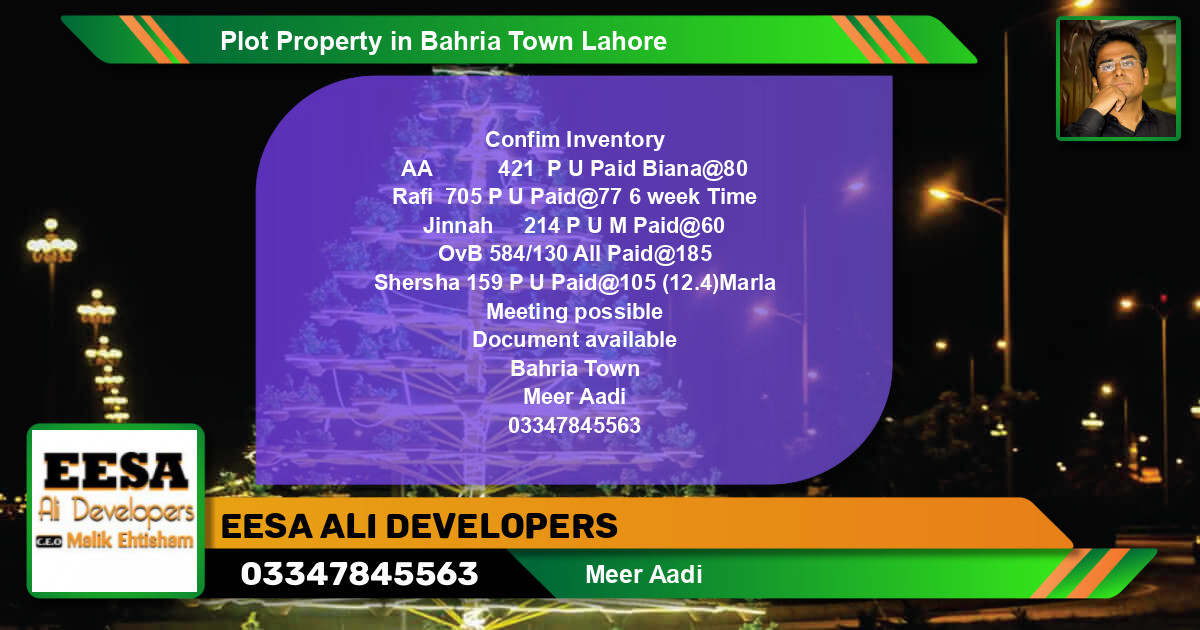 Residential Plot for Sale in Bahria Town, Lahore - (BP-62816)