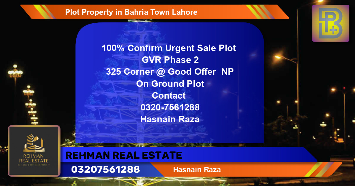 Residential Plot for Sale in Bahria Town, Lahore - (BP-62824)