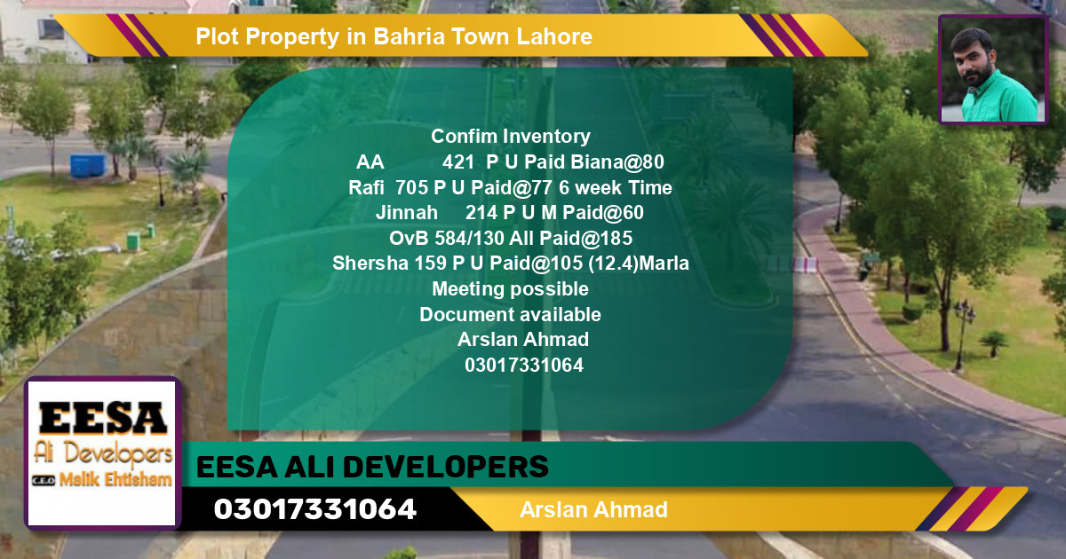 Residential Plot for Sale in Bahria Town, Lahore - (BP-62852)