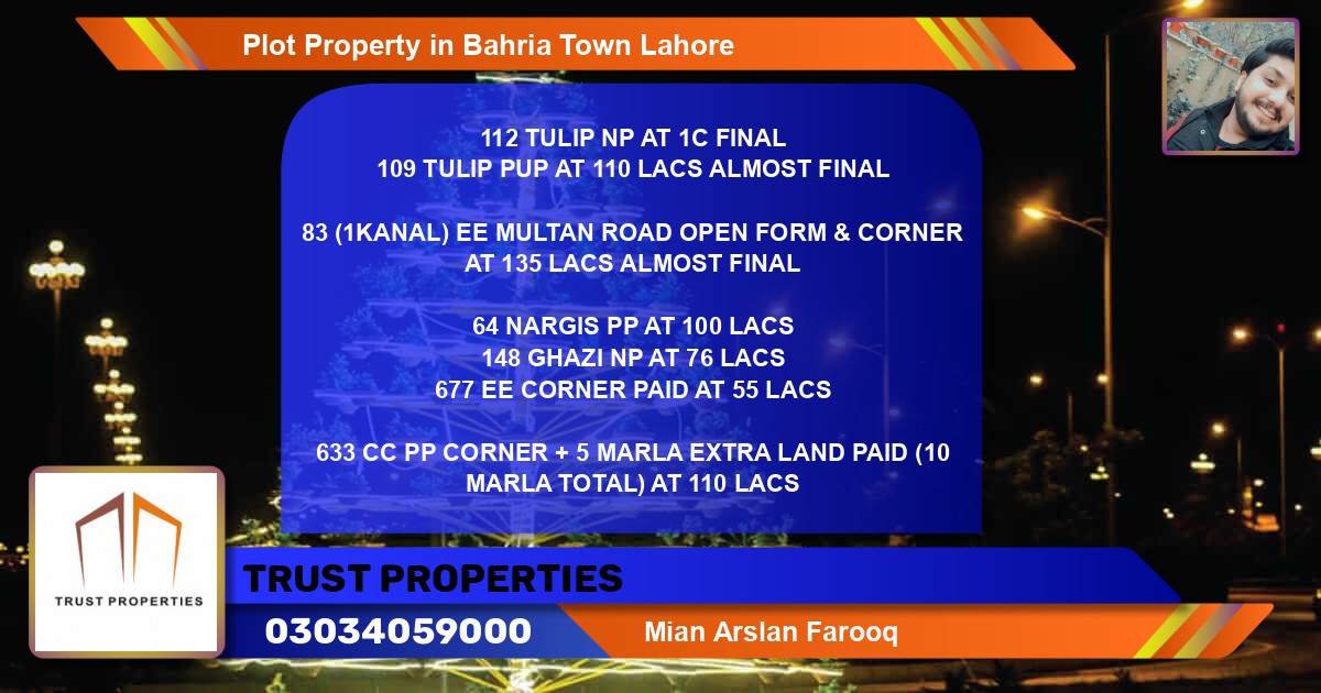Residential Plot for Sale in Bahria Town, Lahore - (BP-62870)