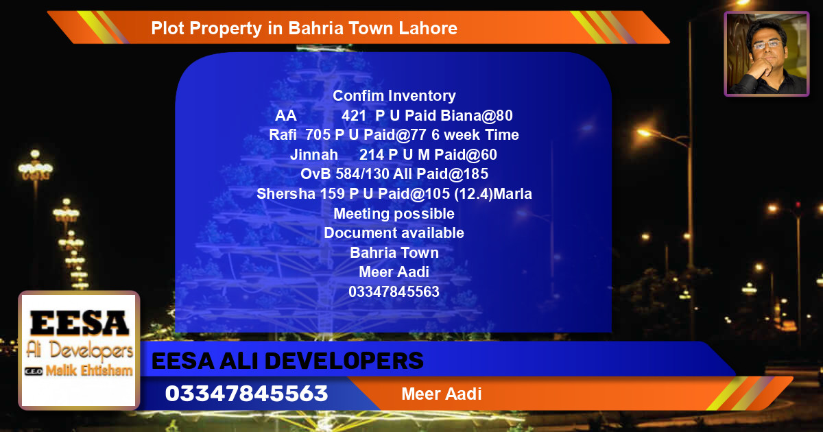 Residential Plot for Sale in Bahria Town, Lahore - (BP-62876)