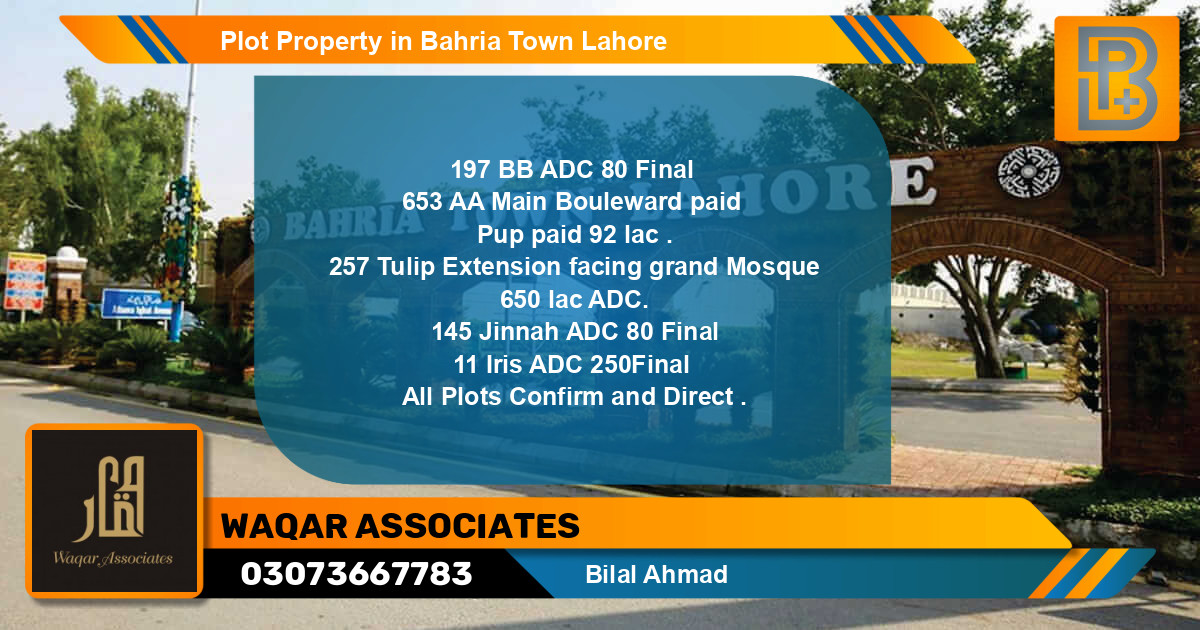 Residential Plot for Sale in Bahria Town, Lahore - (BP-62877)