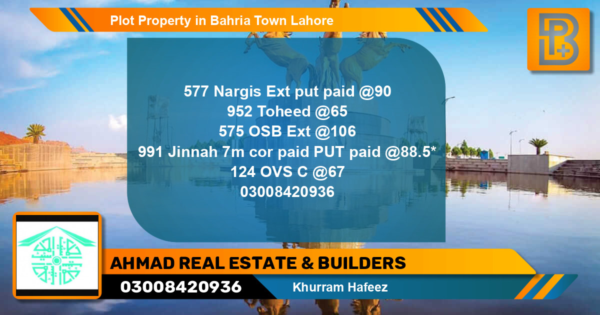 Residential Plot for Sale in Bahria Town, Lahore - (BP-62878)