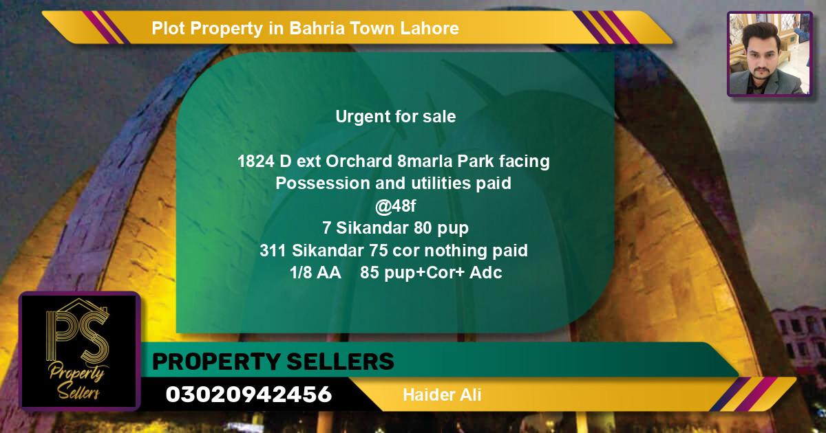 Residential Plot for Sale in Bahria Town, Lahore - (BP-62882)