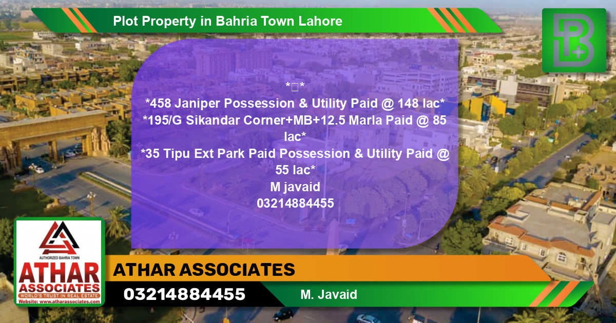 Residential Plot for Sale in Bahria Town, Lahore - (BP-62909)