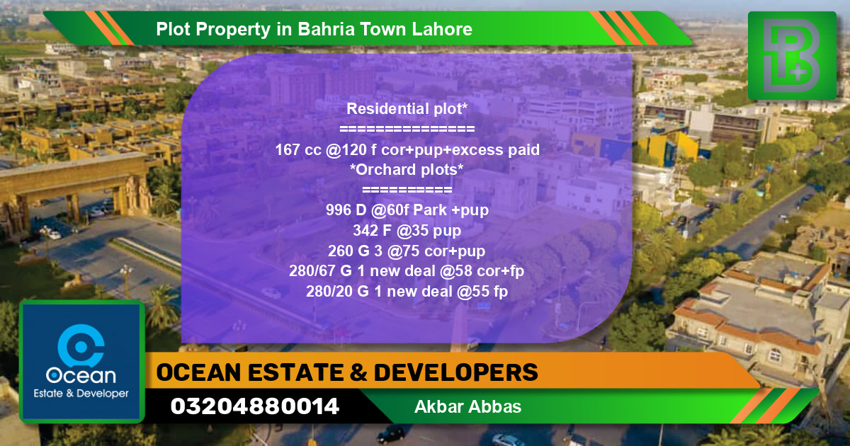 Residential Plot for Sale in Bahria Town, Lahore - (BP-62948)