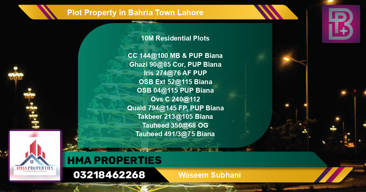 Residential Plot for Sale in Bahria Town, Lahore - (BP-62952)
