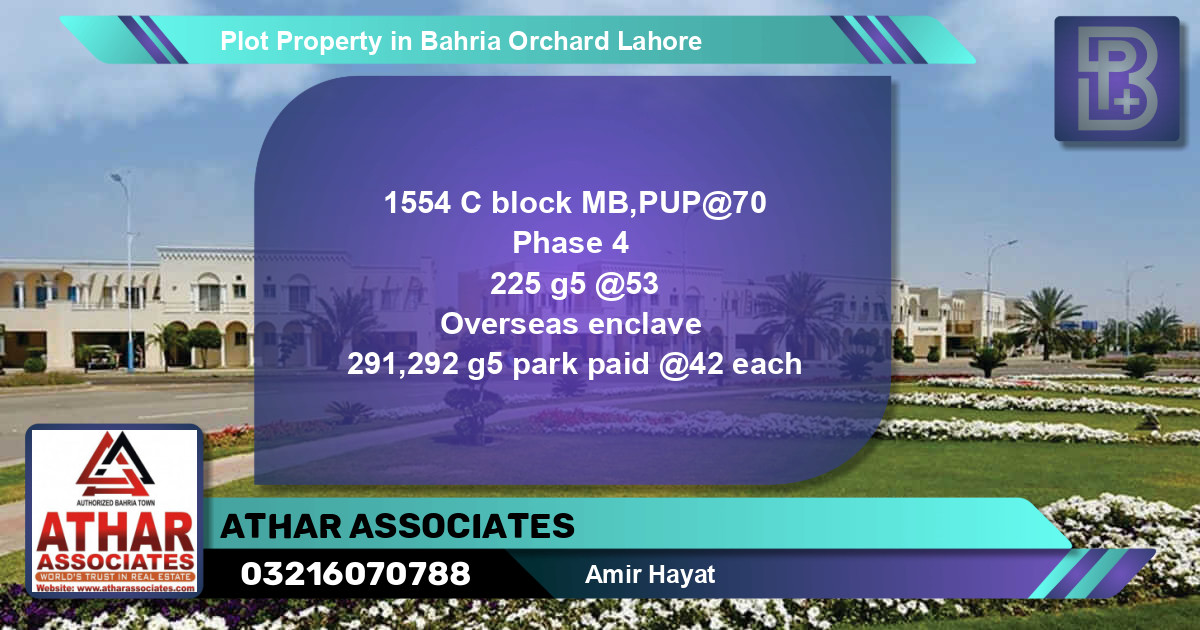 Residential Plot for Sale in Bahria Orchard, Lahore - (BP-62962)