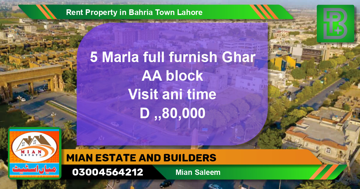 Residential Property for Rent in Bahria Town, Lahore - (BP-62977)
