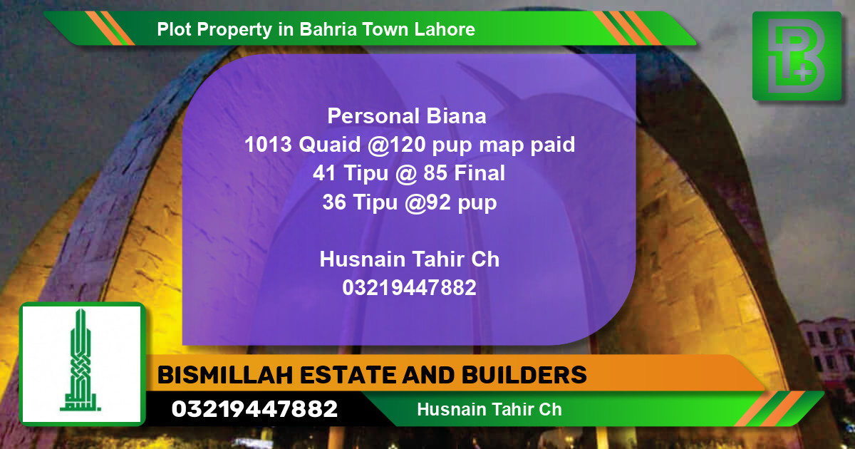 Residential Plot for Sale in Bahria Town, Lahore - (BP-62994)