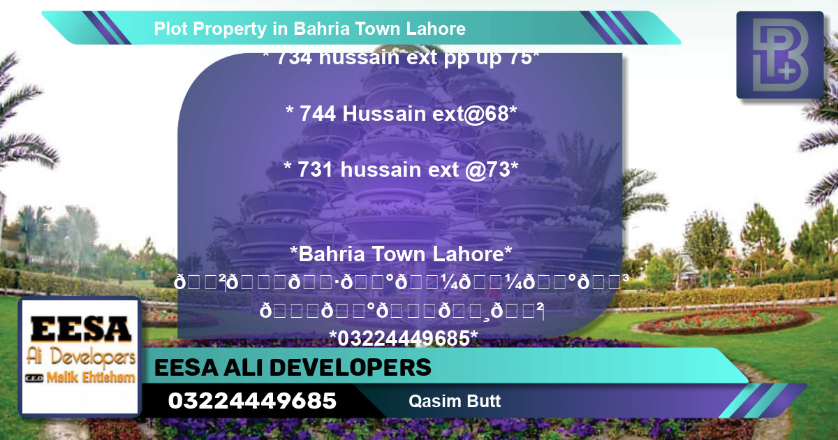 Residential Plot for Sale in Bahria Town, Lahore - (BP-62998)