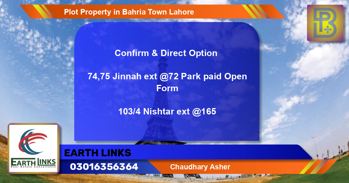 Residential Plot for Sale in Bahria Town, Lahore - (BP-63013)