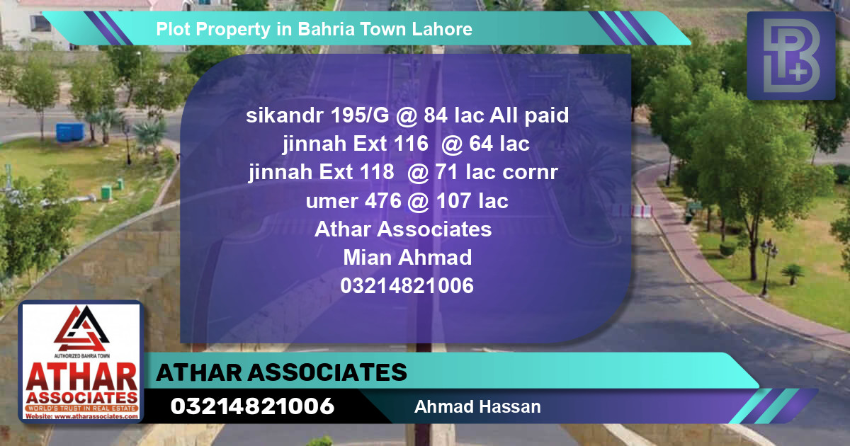 Residential Plot for Sale in Bahria Town, Lahore - (BP-63021)