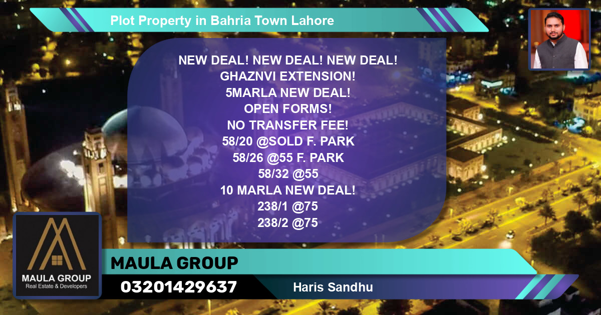 Residential Plot for Sale in Bahria Town, Lahore - (BP-63063)