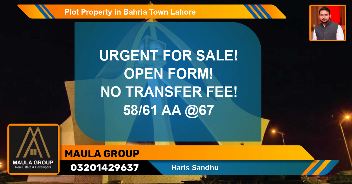 Residential Plot for Sale in Bahria Town, Lahore - (BP-63068)