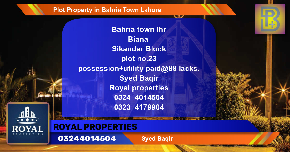 Residential Plot for Sale in Bahria Town, Lahore - (BP-63090)