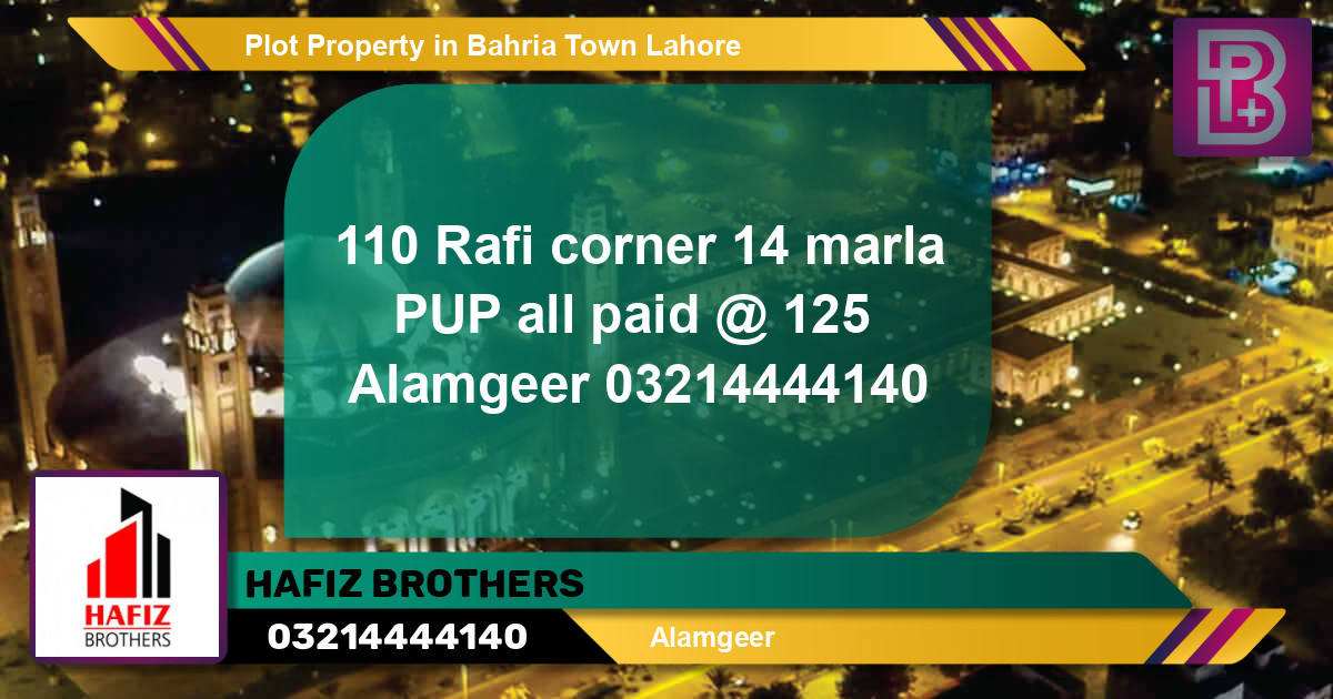 Residential Plot for Sale in Bahria Town, Lahore - (BP-63103)