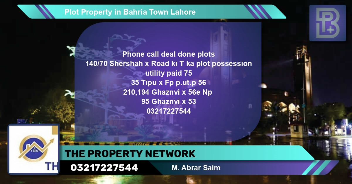 Residential Plot for Sale in Bahria Town, Lahore - (BP-63132)