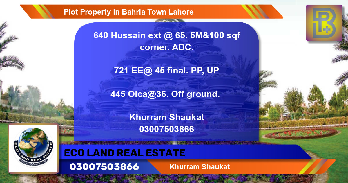Residential Plot for Sale in Bahria Town, Lahore - (BP-63135)