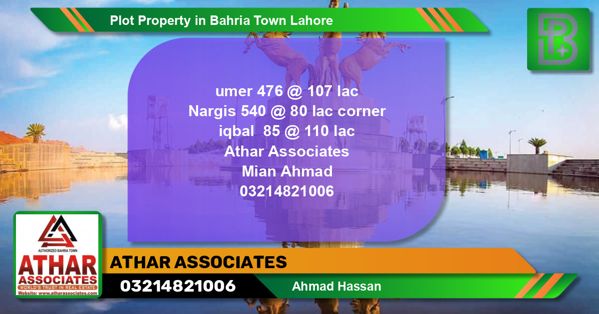 Residential Plot for Sale in Bahria Town, Lahore - (BP-63138)
