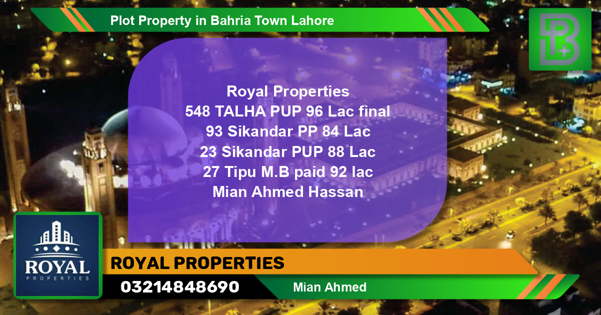 Residential Plot for Sale in Bahria Town, Lahore - (BP-63139)
