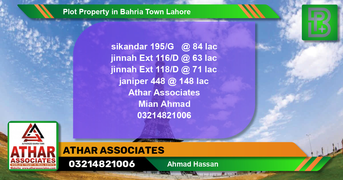 Residential Plot for Sale in Bahria Town, Lahore - (BP-63170)