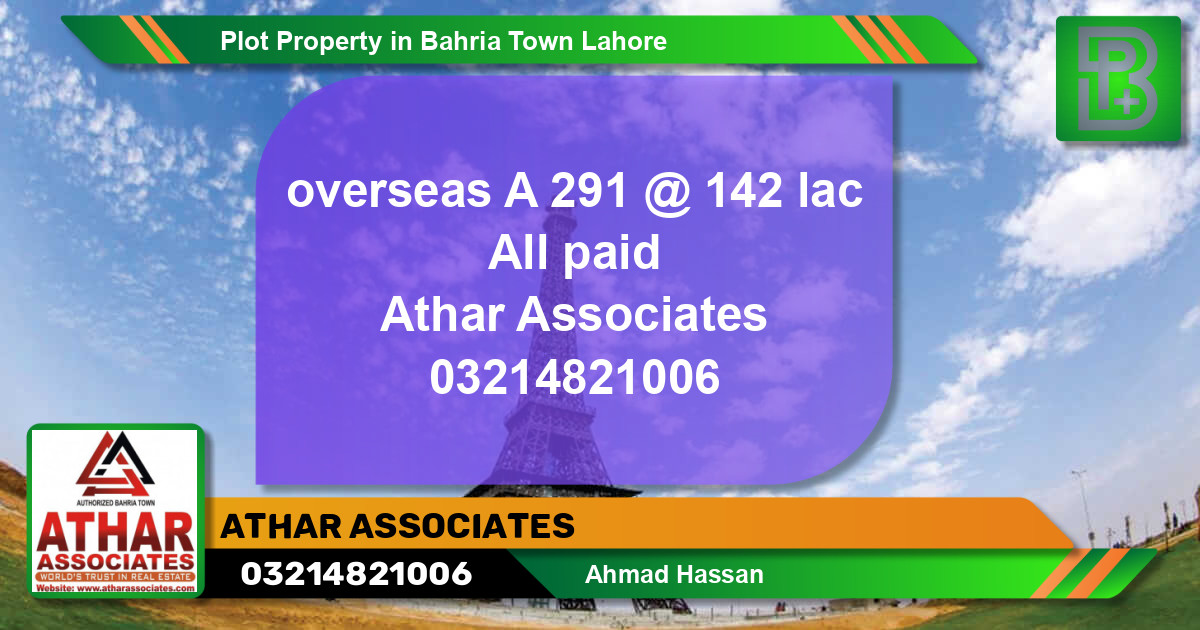Residential Plot for Sale in Bahria Town, Lahore - (BP-63177)
