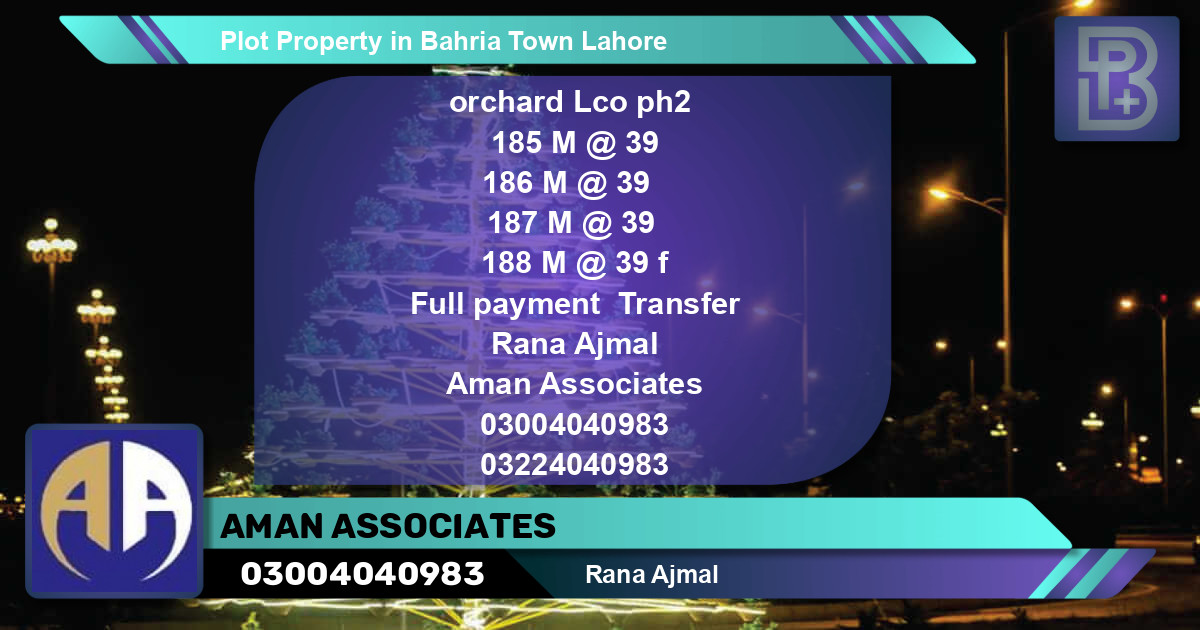 Residential Plot for Sale in Bahria Town, Lahore - (BP-63186)