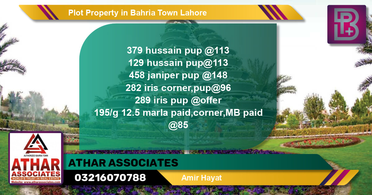 Residential Plot for Sale in Bahria Town, Lahore - (BP-63192)