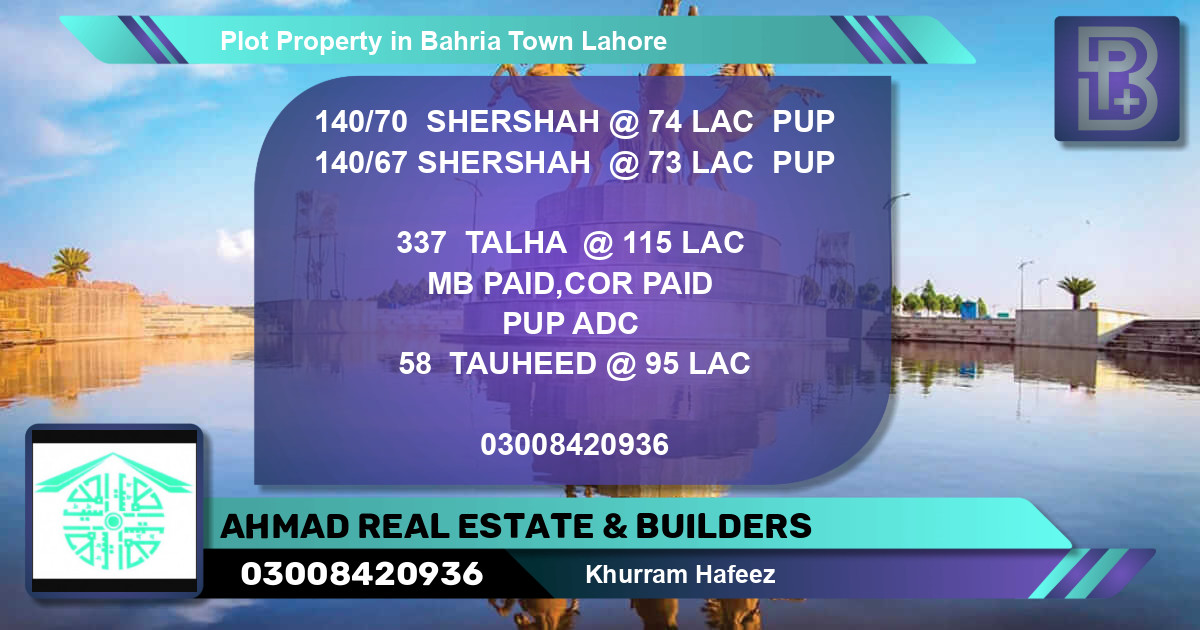 Residential Plot for Sale in Bahria Town, Lahore - (BP-63210)