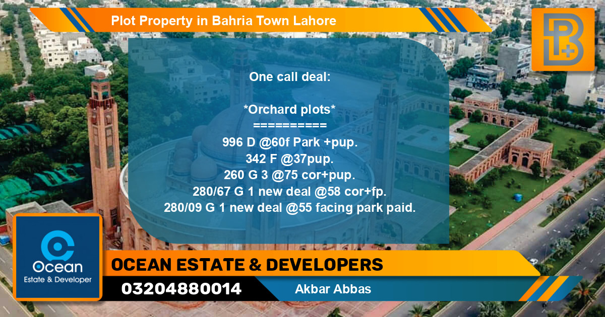 Residential Plot for Sale in Bahria Town, Lahore - (BP-63230)