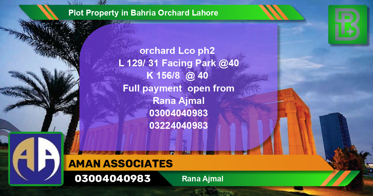 Residential Plot for Sale in Bahria Orchard, Lahore - (BP-63234)