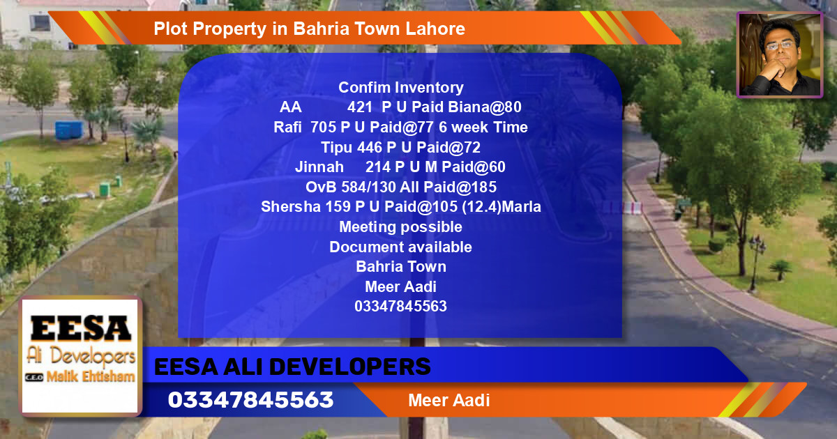 Residential Plot for Sale in Bahria Town, Lahore - (BP-63271)